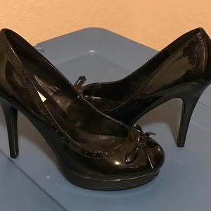 Black patent leather heels
